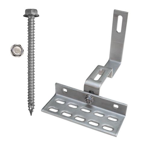 Part Number 17640 90° All SC-Steel Hooks, 12.5mm Height Adjust Range, Wide Base, Kit with 5/16" X 3" Solar Screws 10 Hooks/Carton, 20 screws Wgt = 21 Lbs